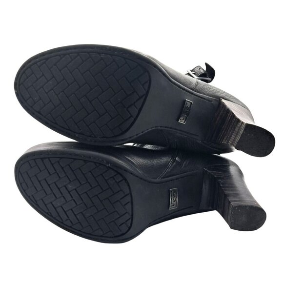UGG Jardin Platform Boots Womens Size 10 Black Leather Buckle Straps Side Zip Mi - Picture 8 of 13